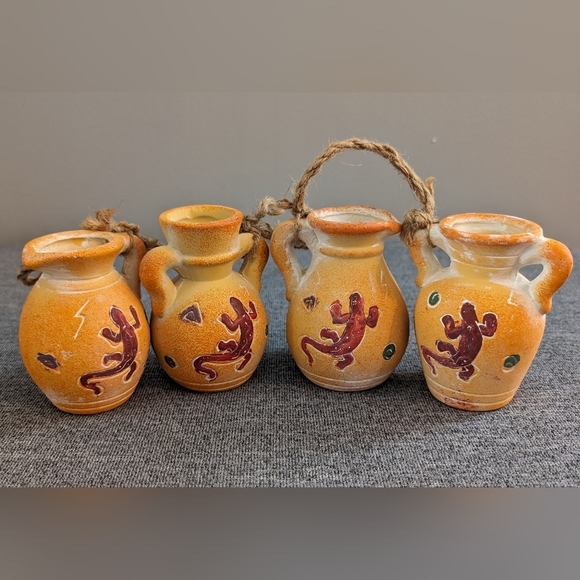 Other - 3 for $30 | Hand Painted Terracotta Hanging Jugs with Lizard Pattern